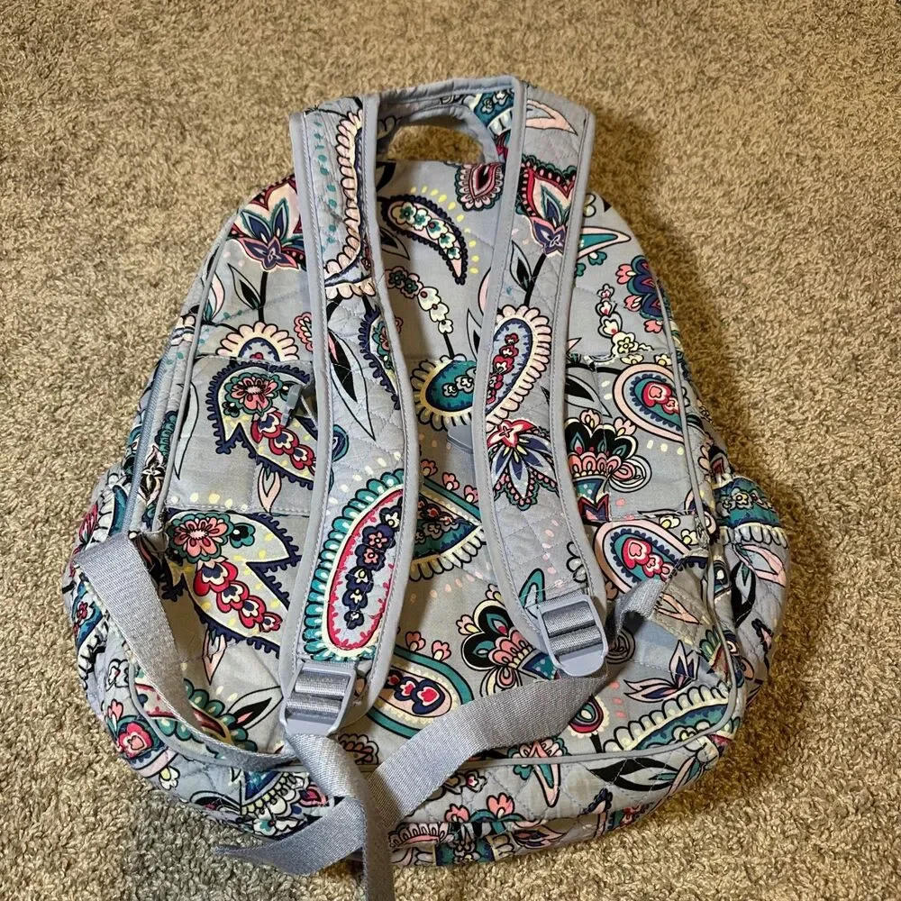 Vera Bradley Campus Backpack Wildflower Paisley Quilted Cotton Laptop Travel Bag
